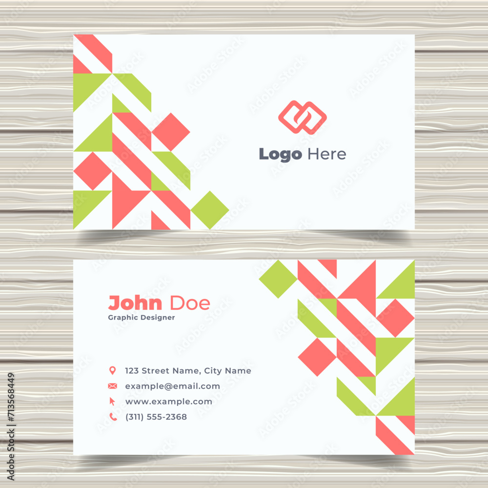 Modern Employee Geometric Name Card Print Template