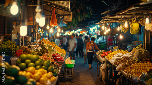 Vibrant Market Scene in Southeast Asia