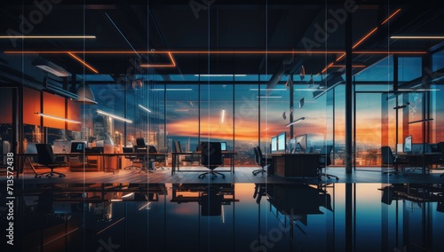 conference room background with a cityscape view
