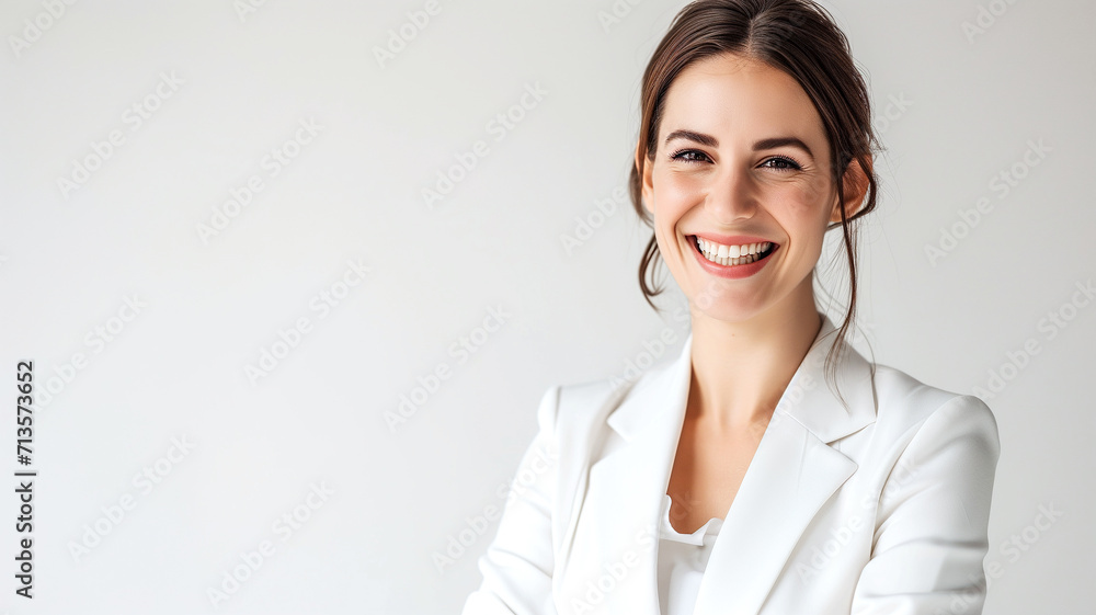 Beautiful young businesswoman standing on a white background Beautiful young businesswoman standing on a white background