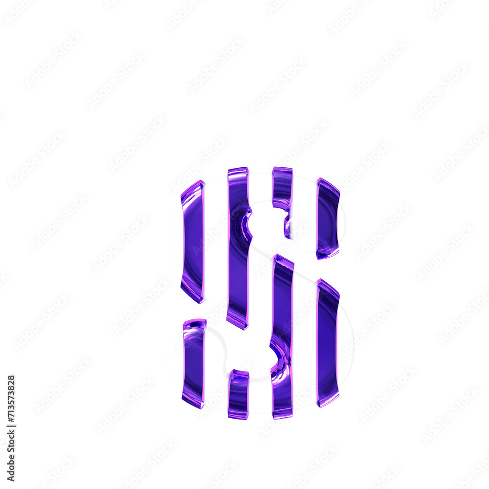 White symbol with thin purple vertical straps. letter s White symbol with thin purple vertical straps. letter s