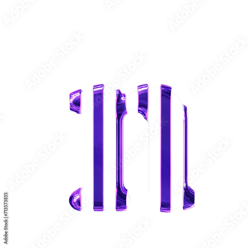 White symbol with thin purple vertical straps. letter n © oleg