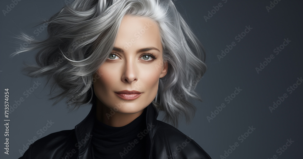 Stylish beautiful woman on a dark background Stylish beautiful woman on a dark background