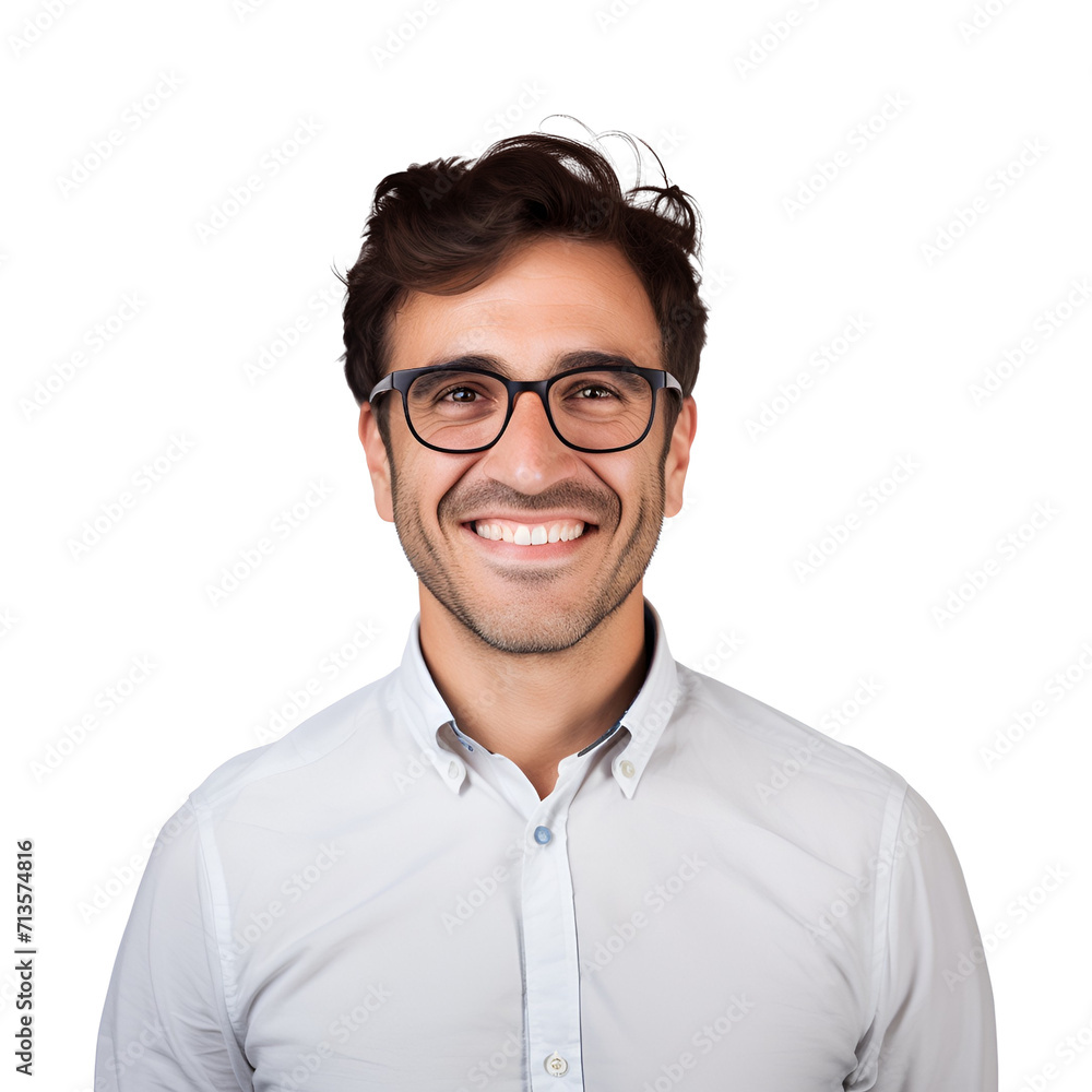 Capturing the Joy: Portrait of a Happy Smiling Teacher Man in Glasses, Isolated on Transparent Background, PNG