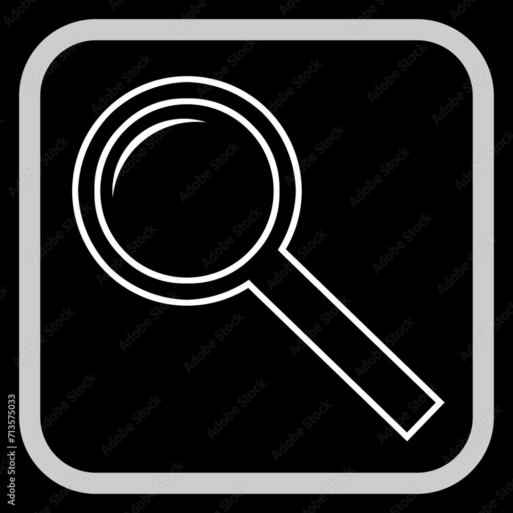 Magnifying glass in frame, illustration on black background Magnifying glass in frame, illustration on black background