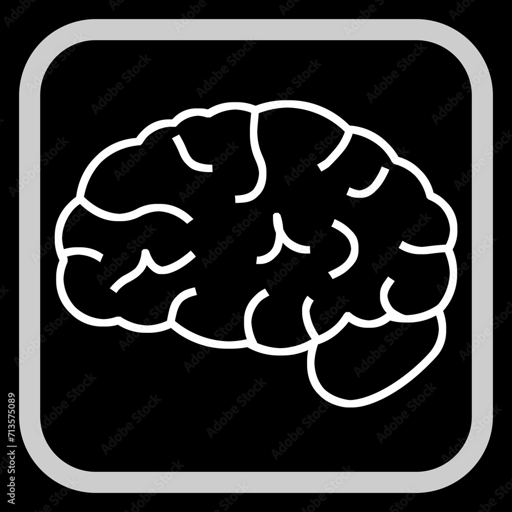 Brain in frame, illustration on black background Brain in frame, illustration on black background