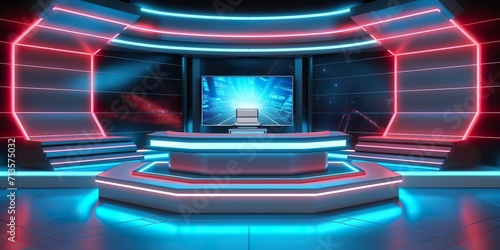 minimalistic design 3d virtual news studio photo
