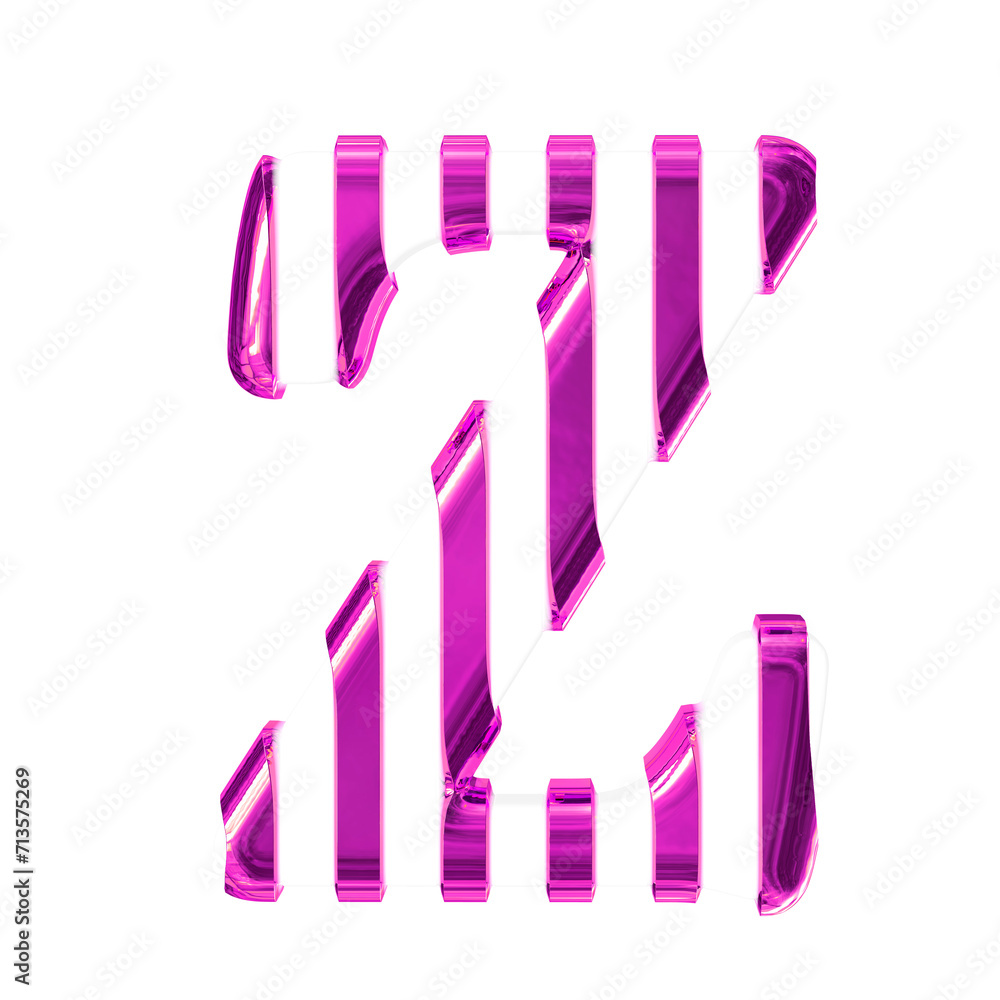 White symbol with thin purple vertical straps. letter z White symbol with thin purple vertical straps. letter z