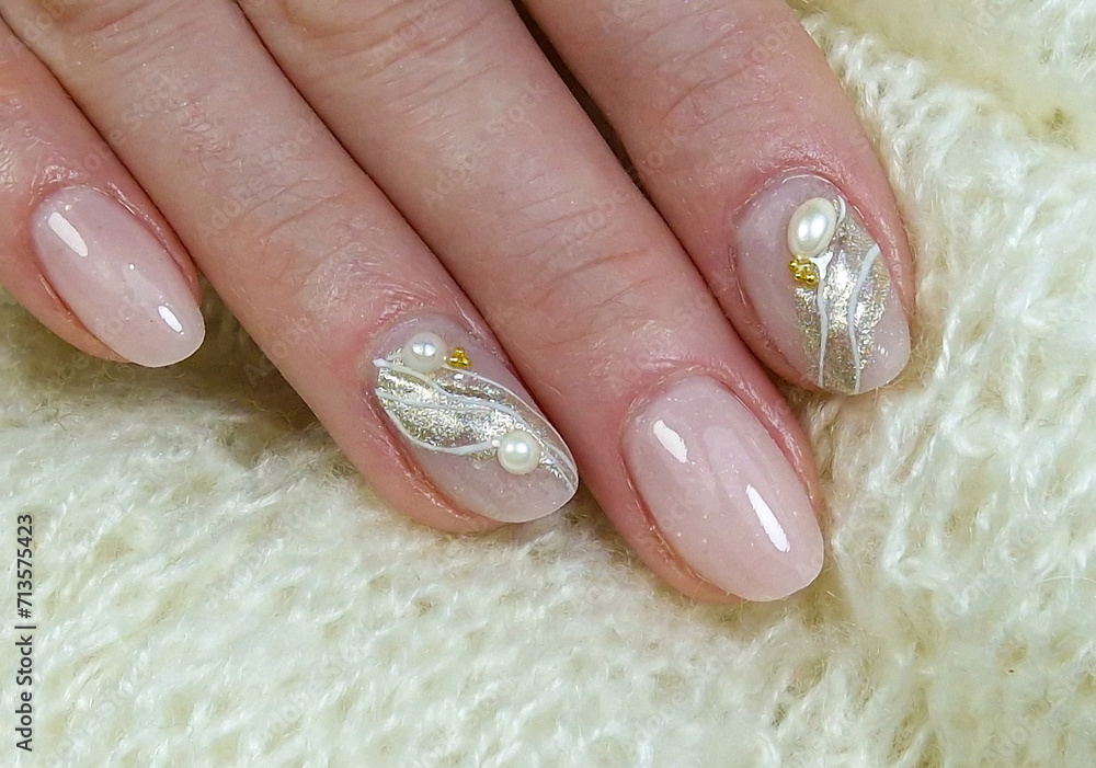 A professional modern manicure. Gel nails painted A professional modern manicure. Gel nails painted