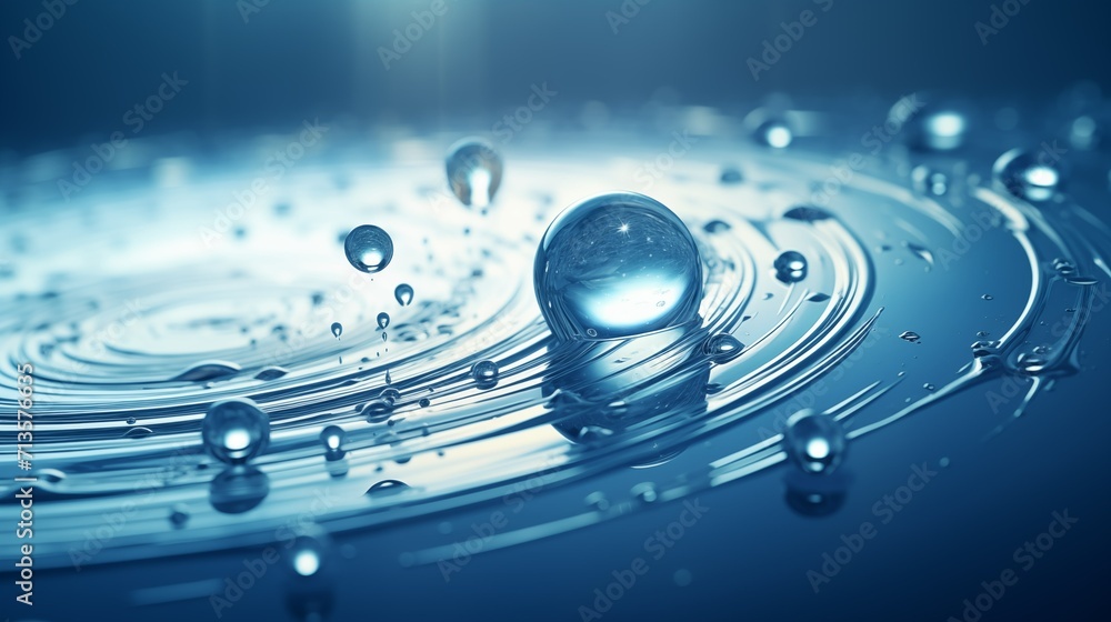 Water drops on a blue background. 3d rendering, 3d illustration.