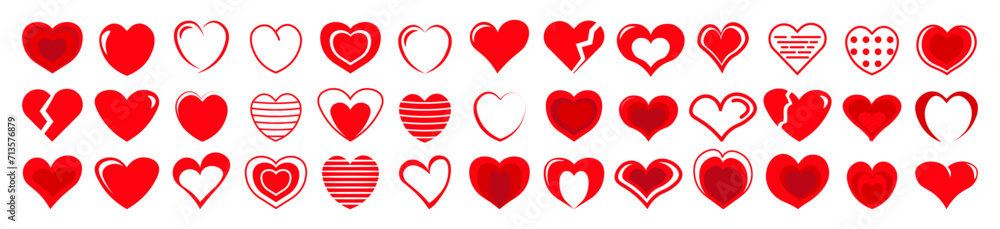Heart shape symbol collelction. Heart icon for Valentine's day. Heart icon set. Vector
