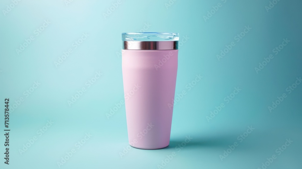 Stainless pastel steel tumbler tailored for product mock-ups and promotions, providing a customizable blank space. Stainless pastel steel tumbler tailored for product mock-ups and promotions, providing a customizable blank space.