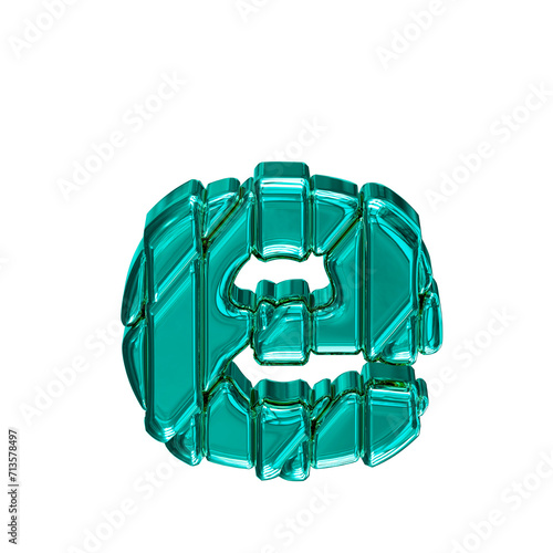 Turquoise symbol in a frame. letter e