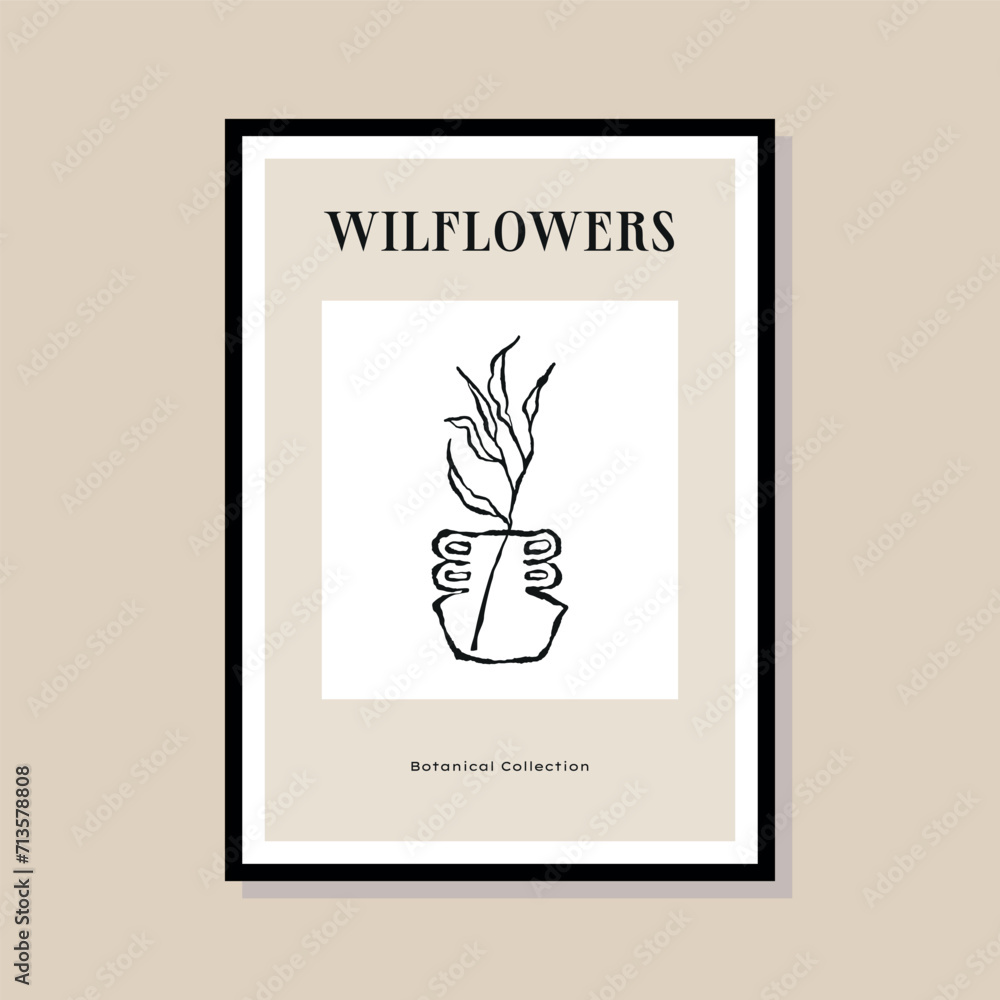 Abstract print poster design template. Hand drawn minimal design for wallpaper, wall decor, print, postcard, cover, template, banner.