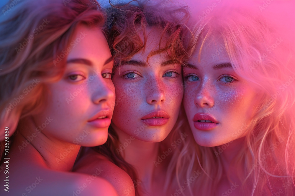 Naklejka premium International Women's Day: Enigmatic Beauty in Hues of Passion 