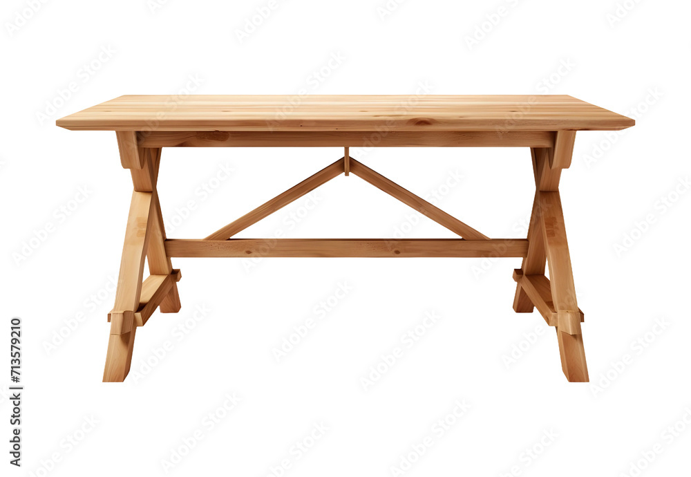 Wooden Trestle Table isolated on transparent and white background, PNG Object Wooden Trestle Table isolated on transparent and white background, PNG Object