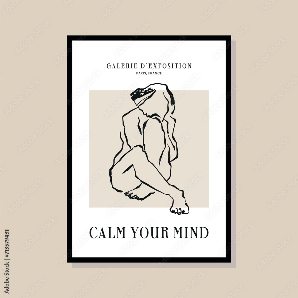 Abstract print poster design template. Hand drawn minimal design for wallpaper, wall decor, print, postcard, cover, template, banner.