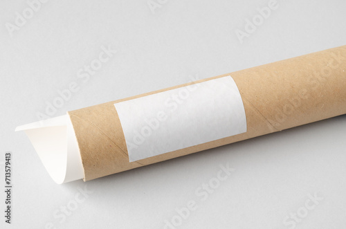 Fotografie Cardboard mailing, shipping tube mockup.