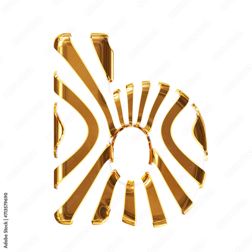 White symbol with gold thin vertical straps. letter b White symbol with gold thin vertical straps. letter b