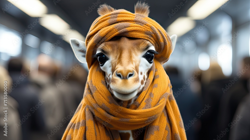 giraffe in a turban. generative AI