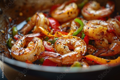 Skillet With Shrimp and Peppers