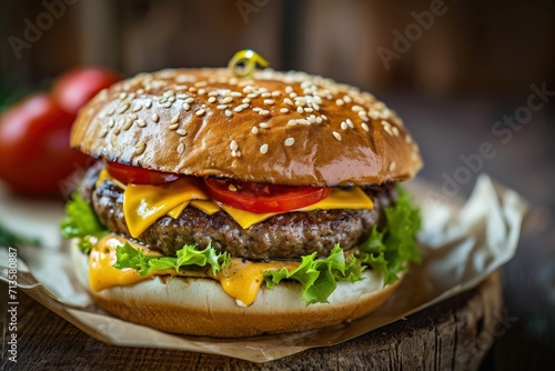 Classic Cheeseburger With Lettuce, Tomato, and Cheese