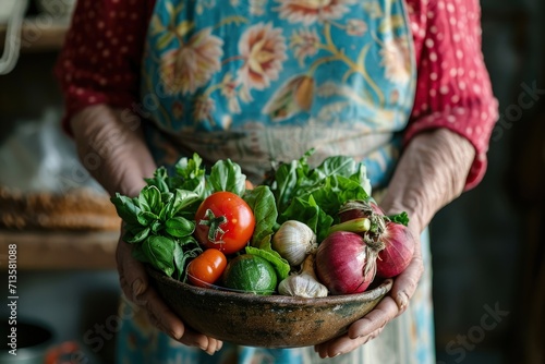 Woman Holding Bowl of Vegetables