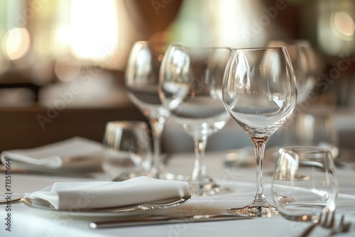 Close-Up of Table With Wine Glasses photo