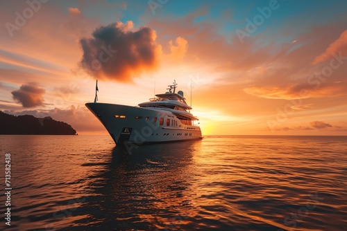 Family travel adventures on luxury yacht at sunset © Sardar
