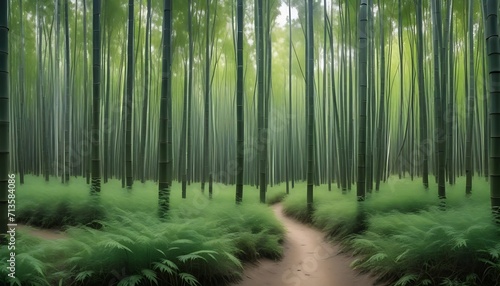 Bamboo forest with pathway