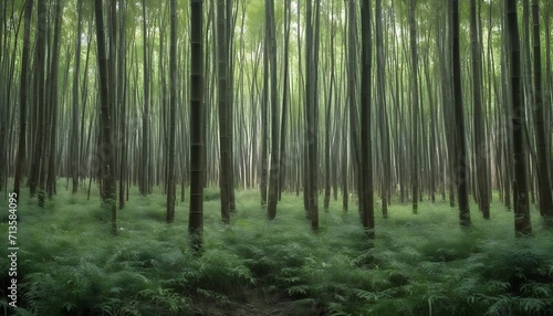 Misty bamboo forest in the morning