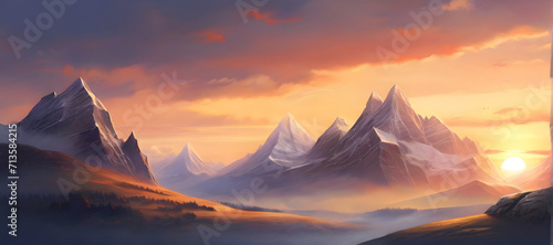 sunrise in the mountains  soft pure light  ai generated