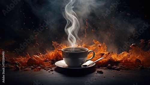 coffee cup with smoke coming from the top photo