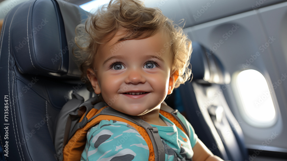 Little boy in an airplane