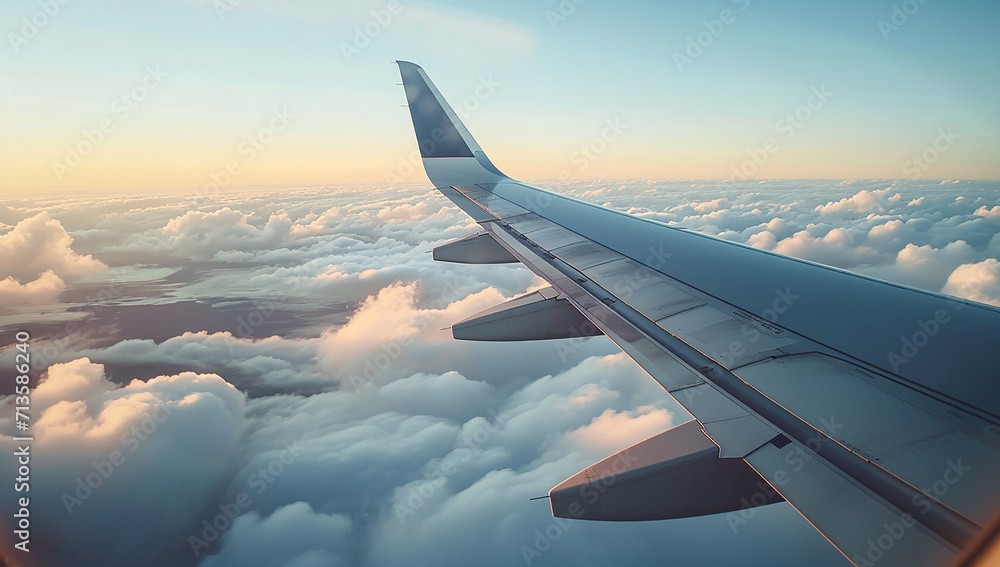 airplane wing in the clouds airplane wing in the clouds