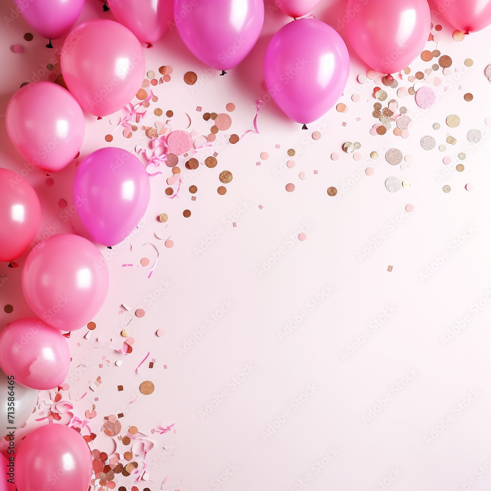 Abstract background with balloons and space for text. Perfect for greeting cards, web sites, social media and much more. Created using generative ai tools