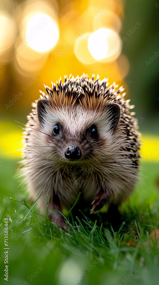 hedgehog in the forest, sunlight streaming through the trees, lush grass, golden hour enchantment, peaceful woodland scene hedgehog in the forest, sunlight streaming through the trees, lush grass, golden hour enchantment, peaceful woodland scene