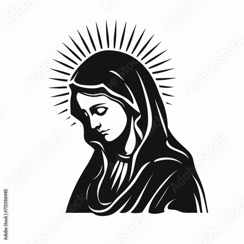 vector illustration of Our Lady Virgin Mary Mother of Jesus, Madonna, printable, suitable for logo, sign, tattoo, sticker and other print on demand