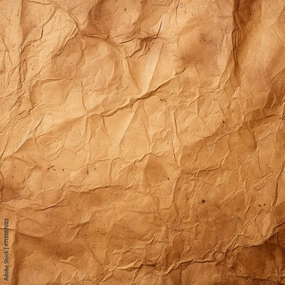 Fototapeta premium Brown recycled craft paper texture background. Abstract brown material old vintage page very crumpled.