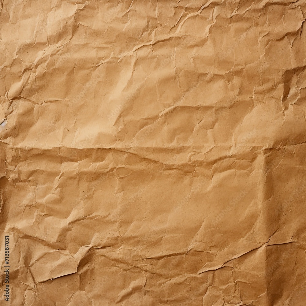 Fototapeta premium Brown recycled craft paper texture background. Abstract brown material old vintage page very crumpled.