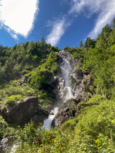 waterfall at Schladminger Tauern mountain range, austrian alps