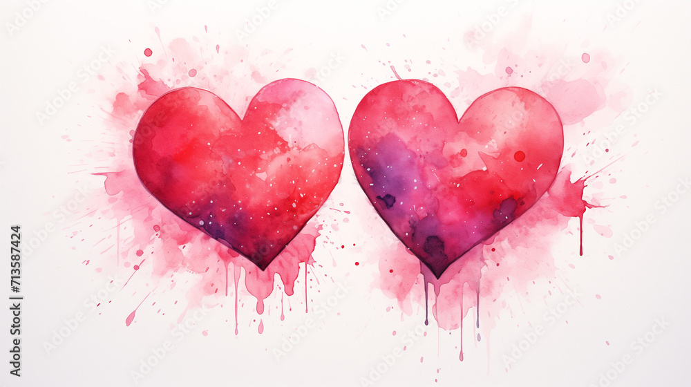 watercolor heart. Concept - love, relationship, art, painting. Happy valentine day. with creative love composition of the hearts. Vector illustration