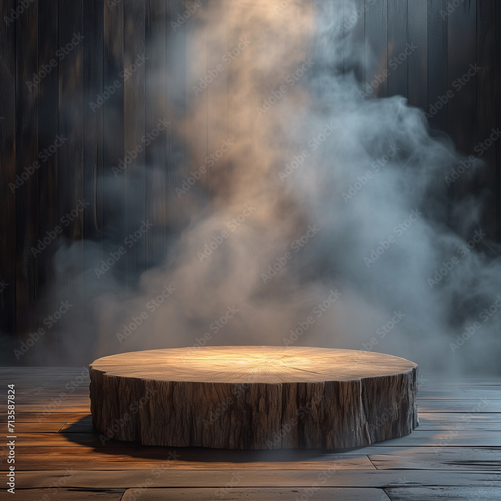 Eerie mist swirls around the product stage, adding a sense of mystery to the scene.
