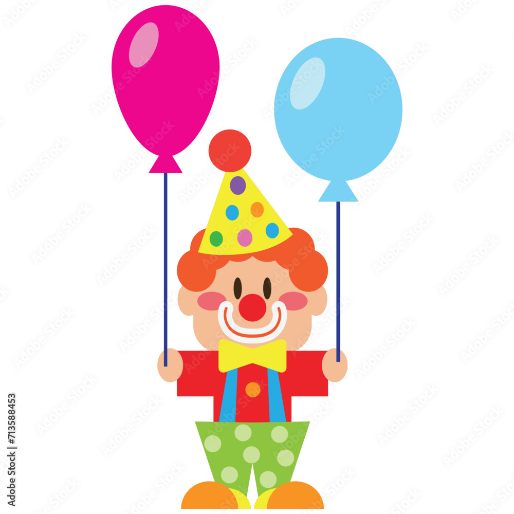 Cute circus clown vector cartoon illustration Stock Vector | Adobe Stock