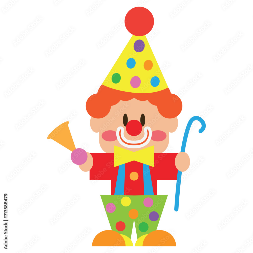 Cute circus clown vector cartoon illustration Stock Vector | Adobe Stock