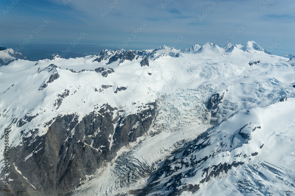 Aho Glacier in Lake Clark National Park and Preserve, Alaska. Seen during a flight through Lake Clark Pass. 