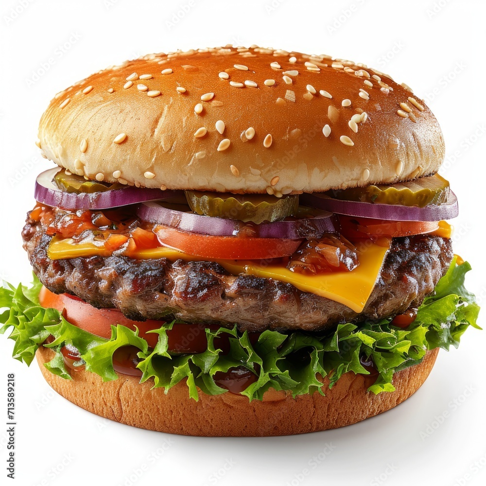 hamburger on a white background. Beef burger photo.