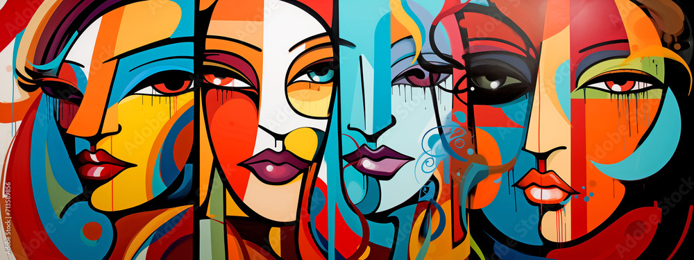 Graffiti Colorful Women - Cubism Graffiti Colorful Women - Cubism