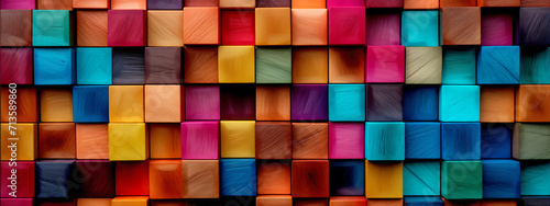 Abstract Colorful Background Made of Colored Wooden Cubes