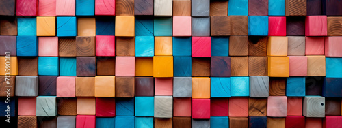 Abstract Colorful Background Made of Colored Wooden Cubes © PETR BABKIN
